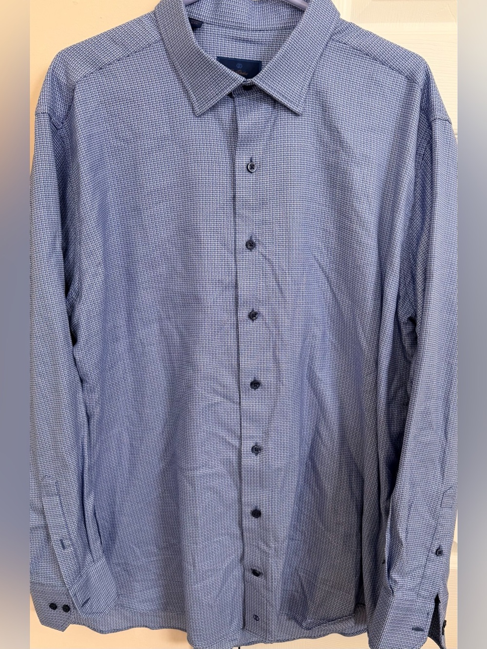 David Donahue Blue & White Mens XXL Long Sleeve Button Up Shirt